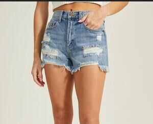 Altar’d State Distressed Denim Shorts Womens 13/31 Light Wash